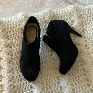 Black “suede” heeled bootie